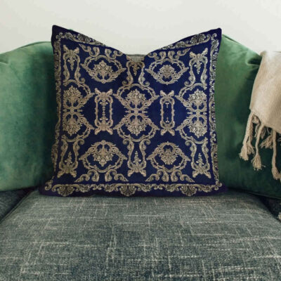 Housse de coussin en velours persan – Design Termeh imprimé (Set de 2)