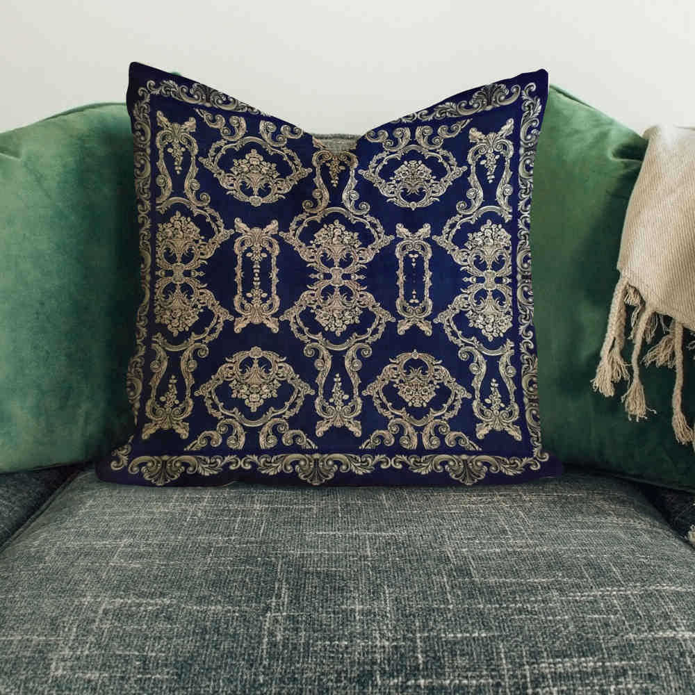 Housse de coussin en velours persan - Design Termeh imprimé (Set de 2)