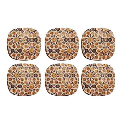 Ensemble de Dessous de Verre avec Motif Artistique d’Inspiration Persane Traditionnel