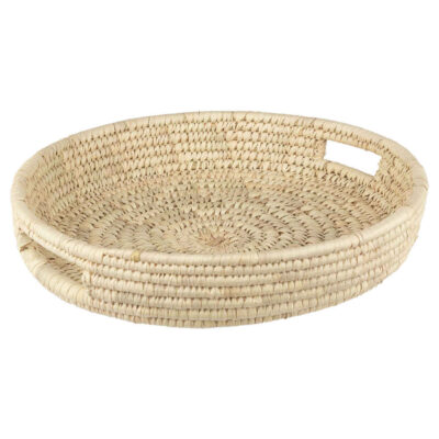 Panier de rangement en feuille de palmier tissé à la main persan avec poignées modèle Mahya