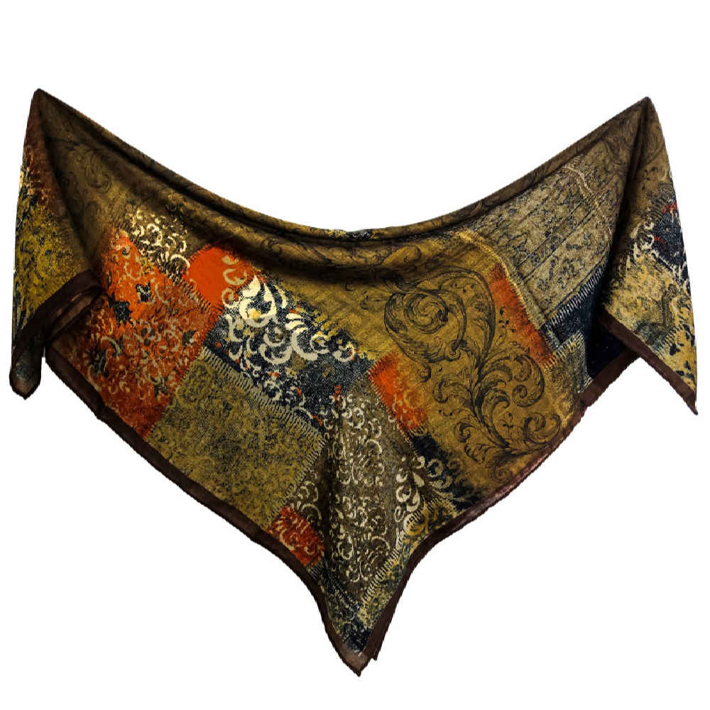 Artistic Print Summer Silk Scarf for Women - Luxe and Vibrant Khorshid Design