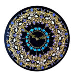 Horloge Murale en Vitrail Motif Floral – Modèle Khoram