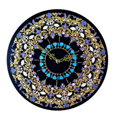 Horloge Murale en Vitrail Motif Floral – Modèle Khoram