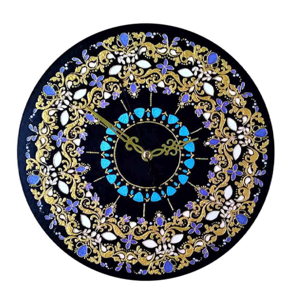Horloge Murale en Vitrail Motif Floral - Modèle Khoram