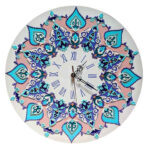 Horloge Murale en Vitrail Motif Floral – Modèle Maral