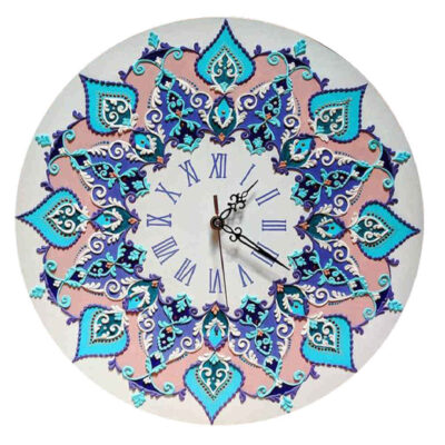 Horloge Murale en Vitrail Motif Floral – Modèle Maral