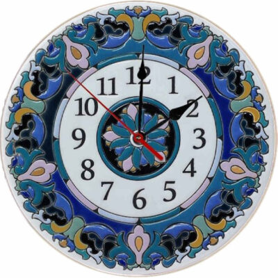 Horloge Murale en Vitrail Motif Floral – Modèle Mina