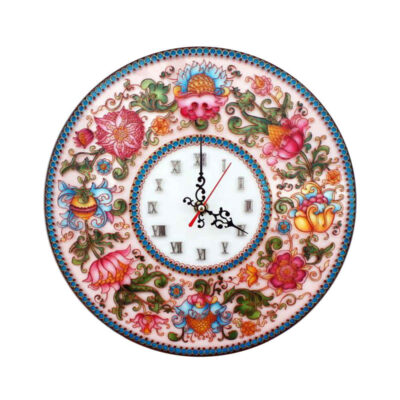 Horloge Murale en Vitrail Motif Floral – Modèle Negar