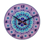 Horloge Murale en Vitrail Motif Floral – Sana