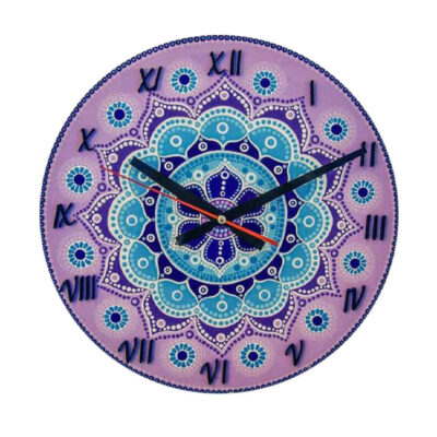 Horloge Murale en Vitrail Motif Floral – Sana