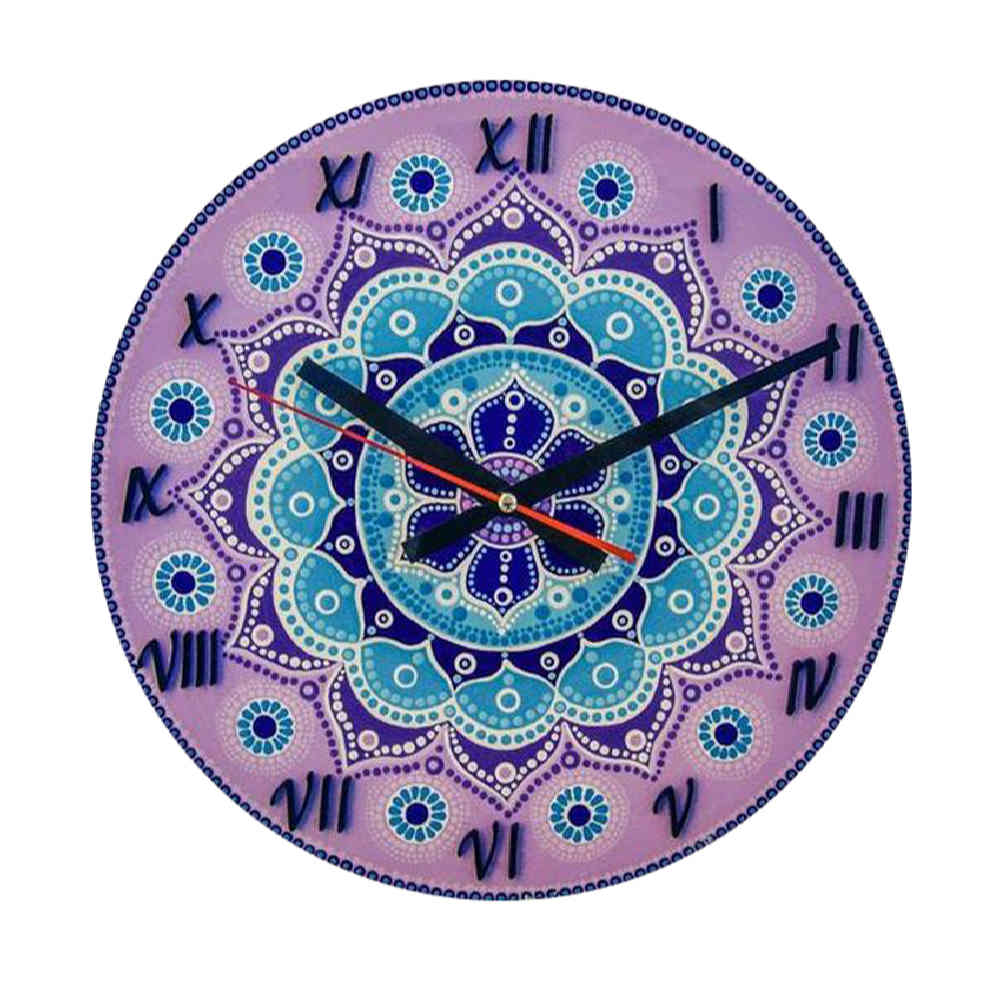 Horloge Murale en Vitrail Motif Floral - Sana