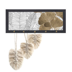 Porte-clés mural en bois décoratif avec design Boho