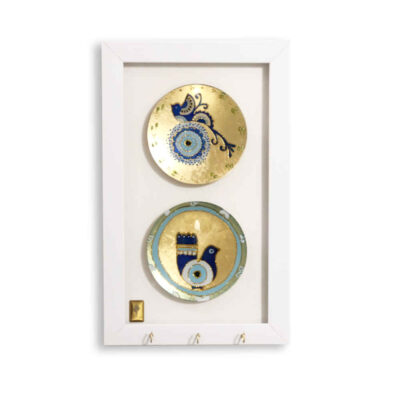 Porte-clés mural en bois décoratif avec design Cheshm Nazar