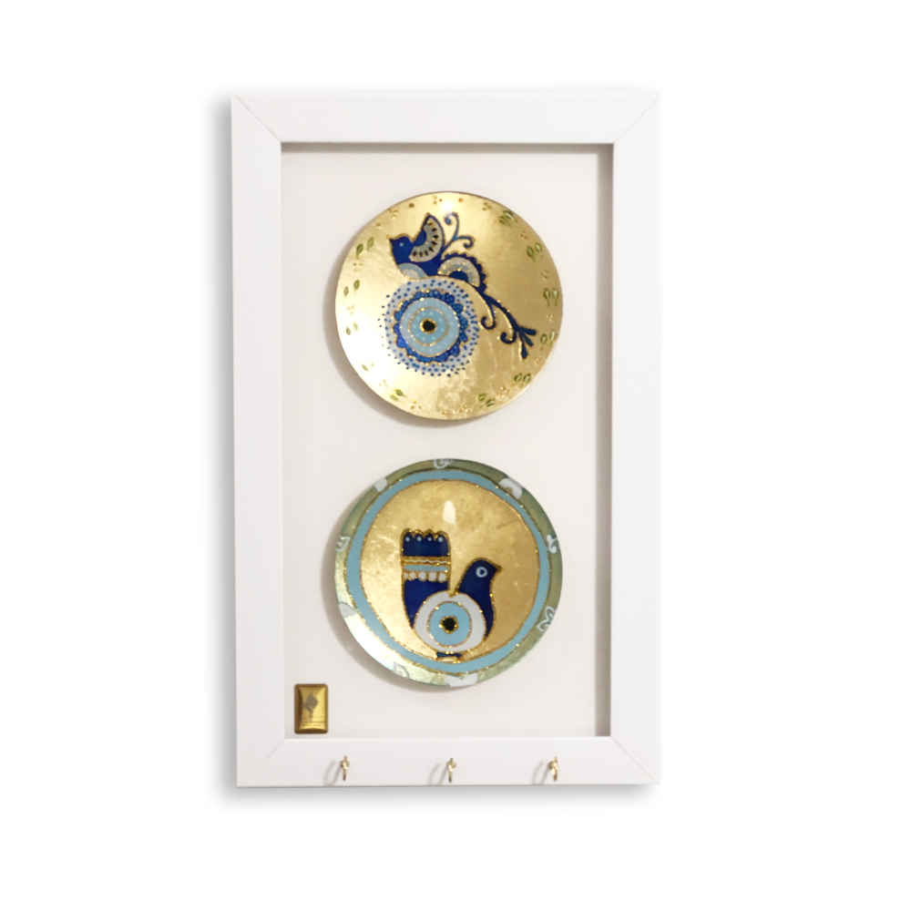 Porte-clés mural en bois décoratif avec design Cheshm Nazar
