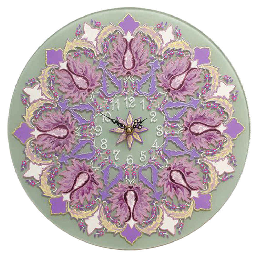 Horloge Murale en Vitrail Motif Floral - Nasim