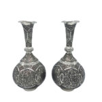 Vase décoratif en cuivre persan gravé fait main avec design Kian – Set de 2