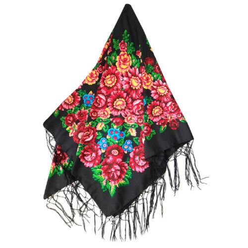 Écharpe Ethnique Turkmène en Coton Héritage Fait Main pour un Style Moderne en Noir
