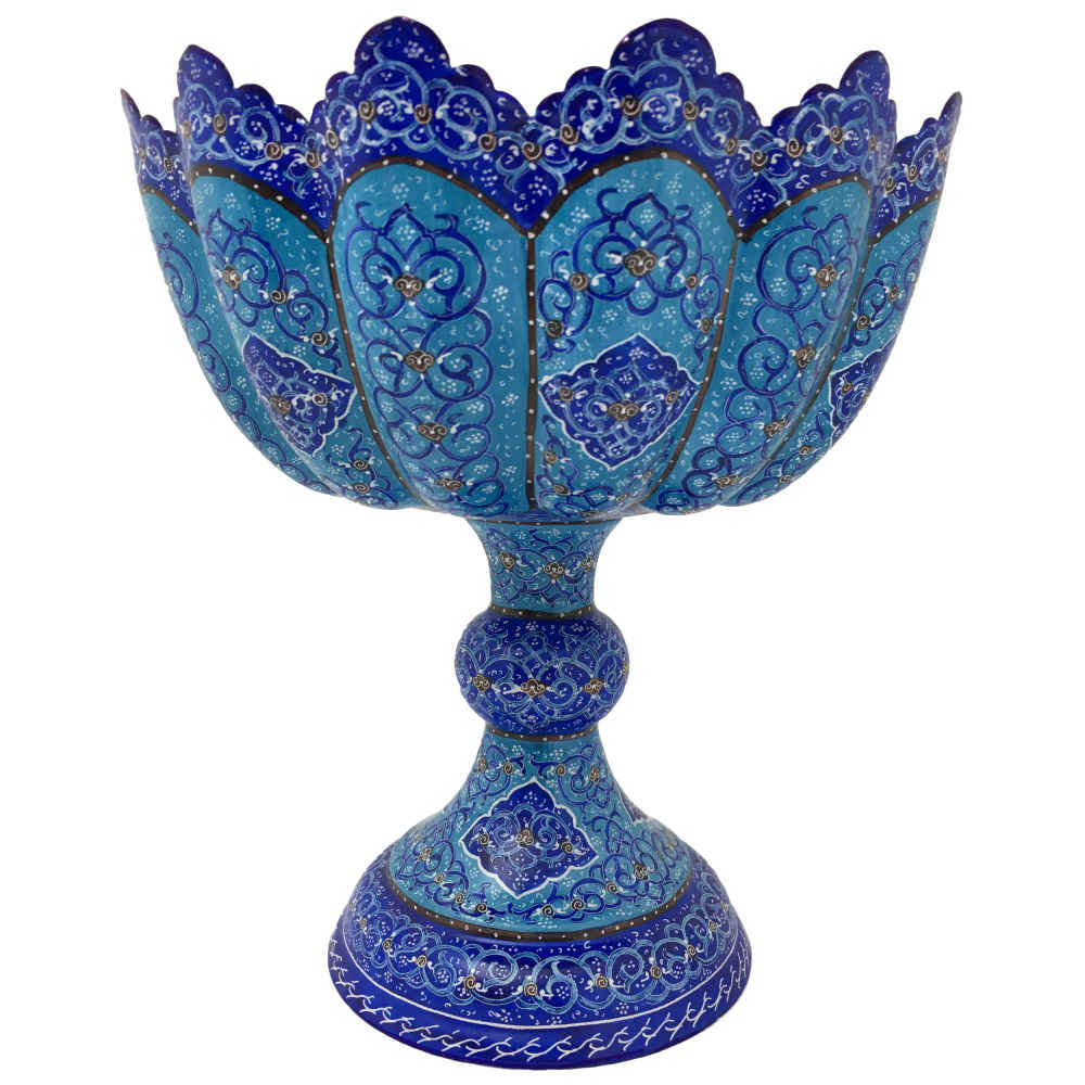 Coupe Décorative en Cuivre Peinte à la Main avec de l'Émail Minakari Persan Gohar