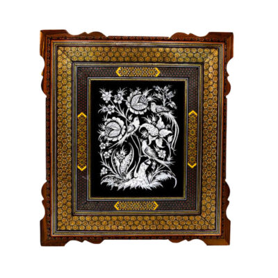Art en cuivre gravé persan fait main encadré Samin – Décor mural traditionnel