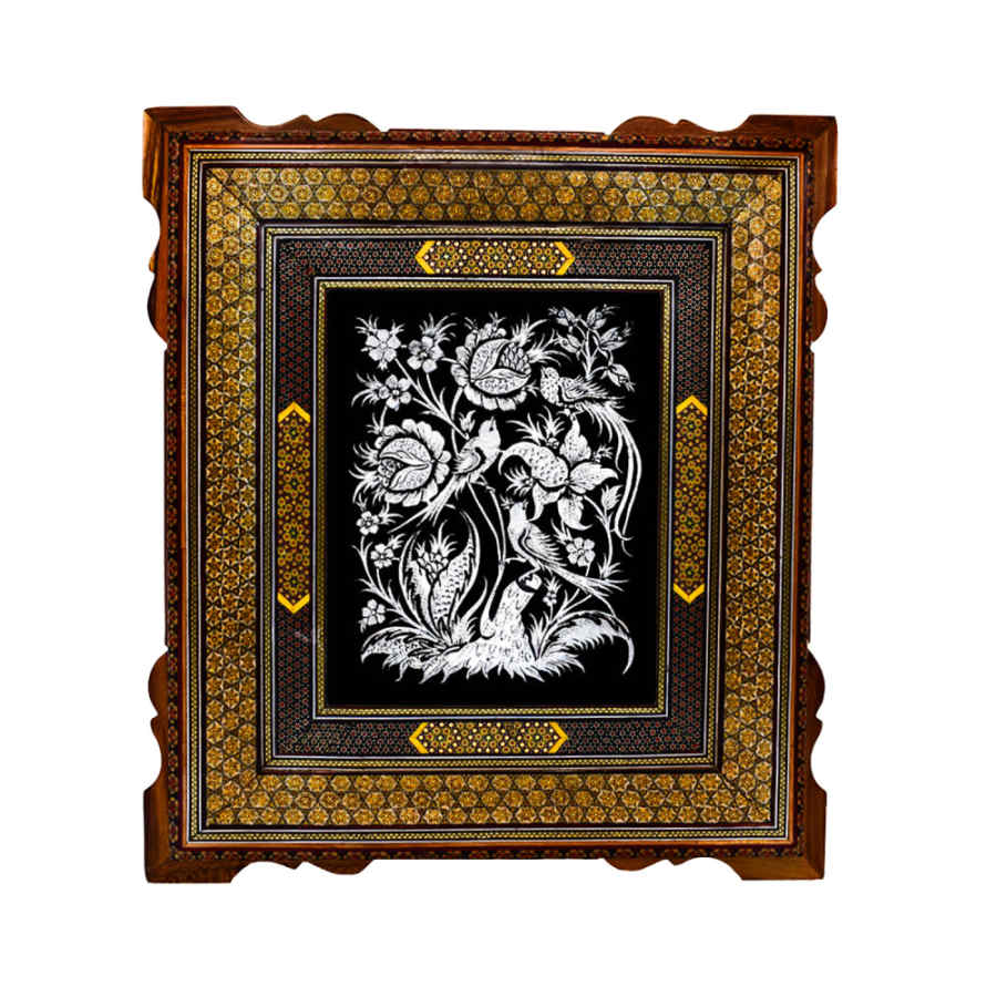 Art en cuivre gravé persan fait main encadré Samin – Décor mural traditionnel