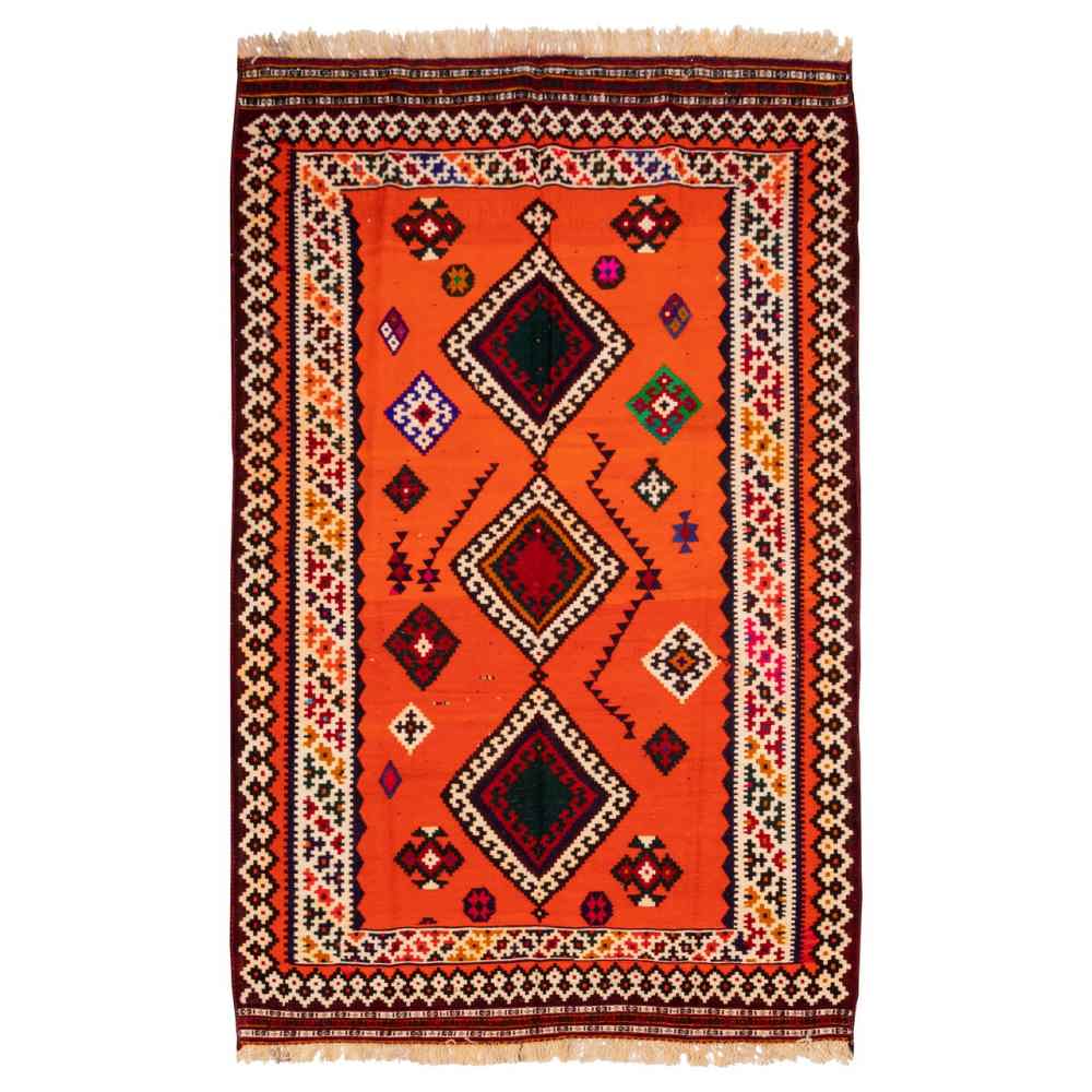 Tapis Kilim en laine persane tissé à la main à Fars Traditionnel Aidin
