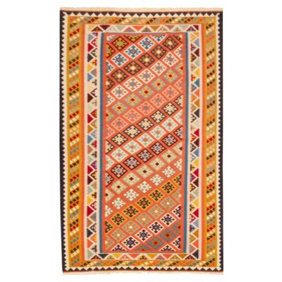 Tapis Kilim en laine persane tissé à la main en Fars Traditionnel Alay