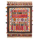 Tapis Kilim en laine persane tissé à la main en Fars Traditionnel Atrin