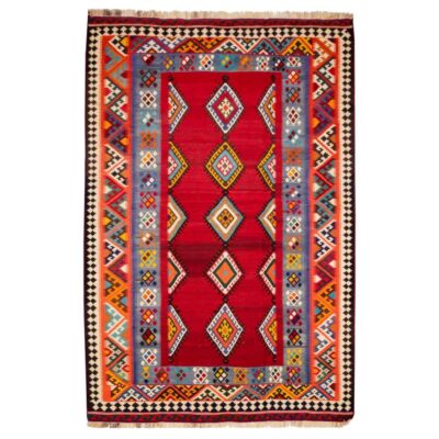 Tapis Kilim en laine persane tissé à la main en Fars Traditionnel Nazli