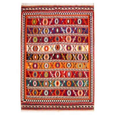 Tapis Kilim en laine persane tissé à la main à Fars Traditionnel Takin