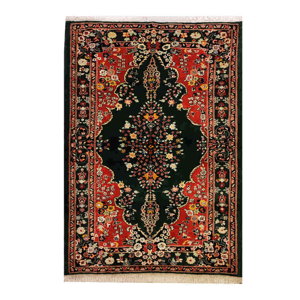 Tapis persan authentique en soie noué à la main à Khorasan Lachak Toranj