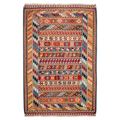 Tapis Kilim en laine persane tissé à la main à Naein Traditionnel Solmaz