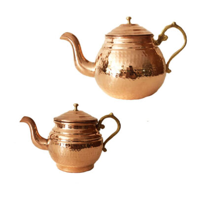 Théière Double en Cuivre Persan Martelée et Durable Rima