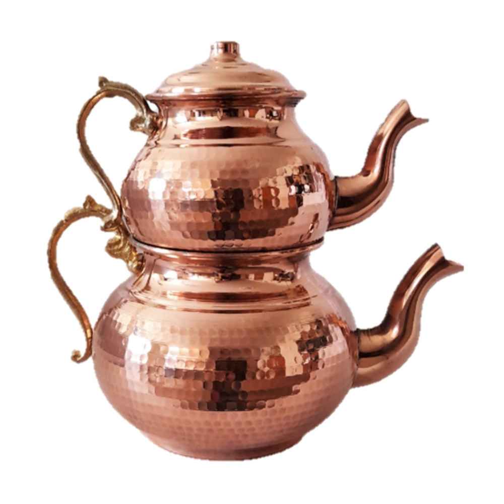Théière Double en Cuivre Persan Martelée et Durable Sadaf