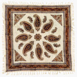Nappe iranienne : Tapisserie traditionnelle de Kalamkari d’Isfahan Bina