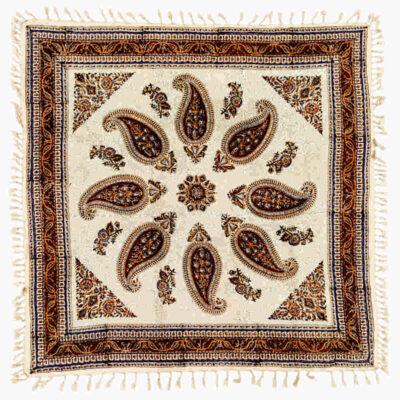 Nappe iranienne : Tapisserie traditionnelle de Kalamkari d’Isfahan Bina