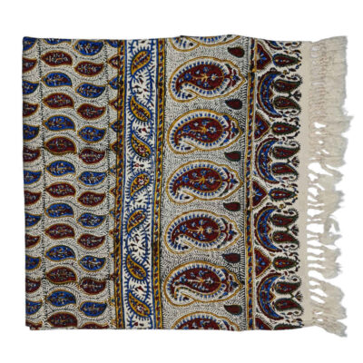 Nappe iranienne : Tapisserie traditionnelle de Kalamkari d’Isfahan Elegance Paisley