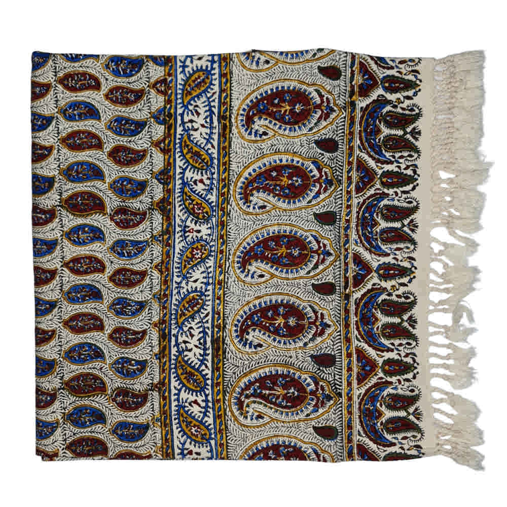 Nappe iranienne : Tapisserie traditionnelle de Kalamkari d'Isfahan Elegance Paisley