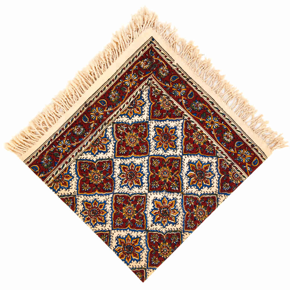 Nappe iranienne : Tapisserie traditionnelle de Kalamkari d'Isfahan Kheshti