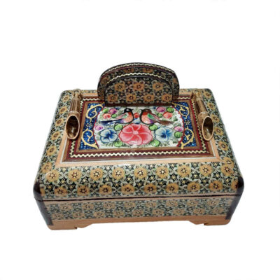 Porte-stylo en bois persan fait main pour bureau – Art Khatamkari Élégance, Fleurs