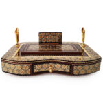 Porte-stylo en bois persan fait main pour bureau – Art Khatamkari Élégance, Luxe
