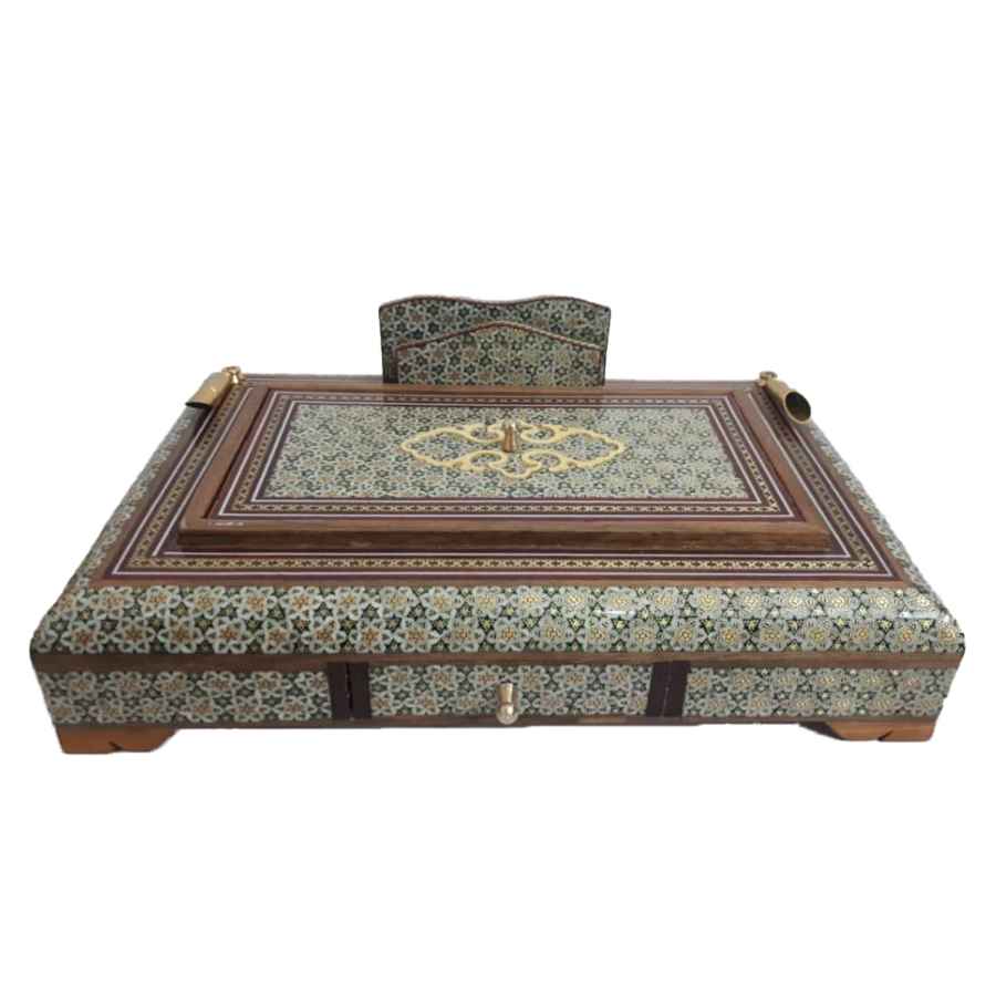 Porte-stylo en bois persan fait main pour bureau - Art Khatamkari Élégance, Sana