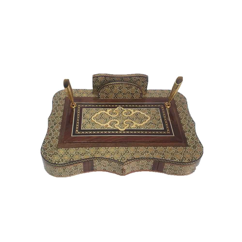Porte-stylo en bois persan fait main pour bureau - Art Khatamkari Élégance, Toranj