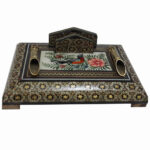 Porte-stylo en bois persan fait main pour bureau – Art Khatamkari Élégance, Traditionnel