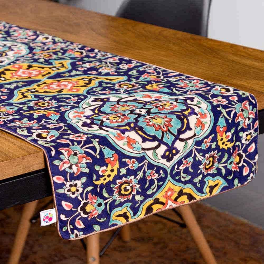 Couverture en velours Élegance Persane Bleue Sayeh