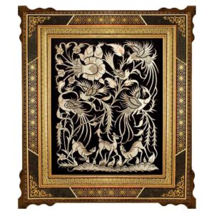 Art en cuivre gravé persan fait à la main encadré – Gooya – Décor mural traditionnel