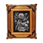 Art en cuivre gravé persan fait à la main encadré Hasti – Décor mural traditionnel