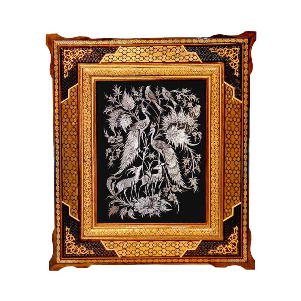 Art en cuivre gravé persan fait main encadré Zoha – Décor mural traditionnel
