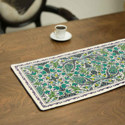 Chemin de table en velours “Persian Elegance” Vert Dasht