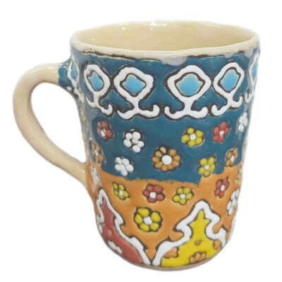 Tasse en poterie persane artisanale – Émaillée Minakari, design Royal
