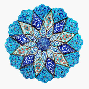 Assiette Décorative en Cuivre Peinte à la Main avec de l’Émail Minakari Persan Abtin